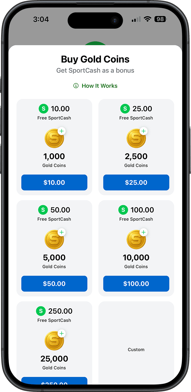 SportStock buy screen for purchasing team stock